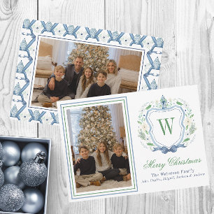 Cartes Pour Fêtes Annuelles Aquarelle Monogramme Chinoiserie Jar Crest Photo