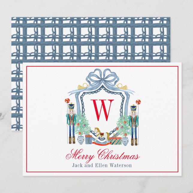 Cartes Pour Fêtes Annuelles Aquarelle Monogramme Cimetière initial (Devant / Derrière)