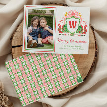 Aquarelle Monogramme initial Père Noël Crest Photo