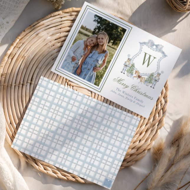 Cartes Pour Fêtes Annuelles Aquarelle Monogramme Premier Cimetière Photo (Créateur téléchargé)