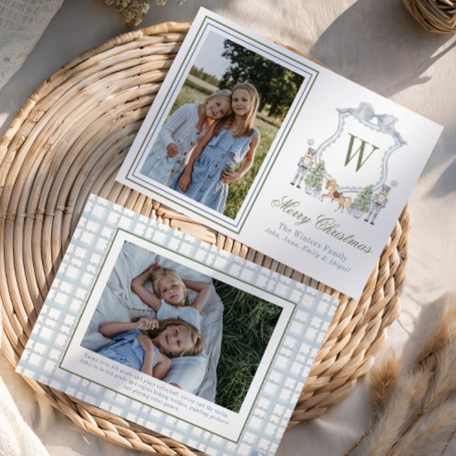 Cartes Pour Fêtes Annuelles Aquarelle Monogramme Premier Cimetière Photo (Créateur téléchargé)