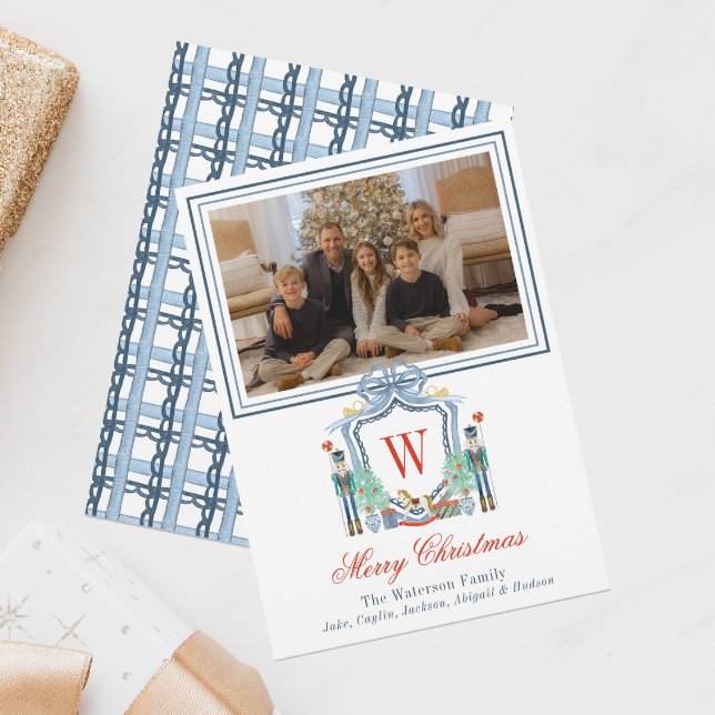 Cartes Pour Fêtes Annuelles Aquarelle Monogramme Premier Cimetière Photo (Créateur téléchargé)