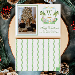 Cartes Pour Fêtes Annuelles Aquarelle Monogramme Première crête de la Nativité