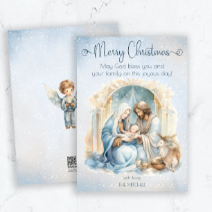 Cartes Pour Fêtes Annuelles Aquarelle Nativité Scène Bébé Jésus Noël