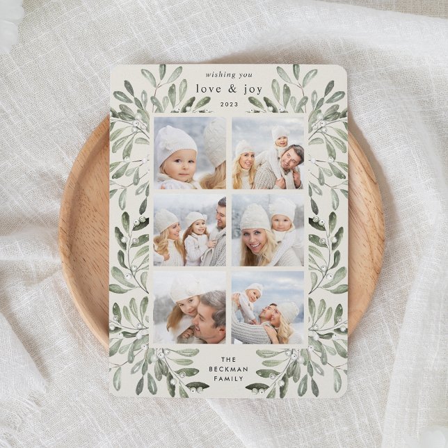 Cartes Pour Fêtes Annuelles Aquarelle naturellement joyeux Collage photo (Créateur téléchargé)