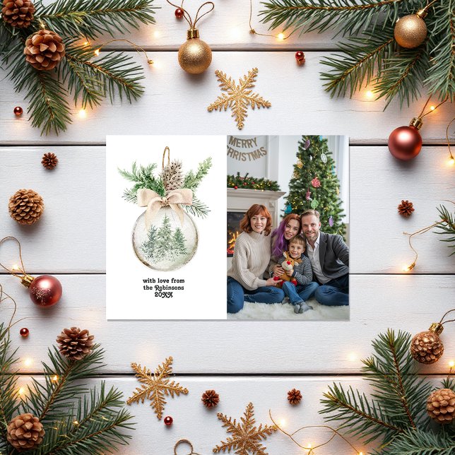 Cartes Pour Fêtes Annuelles Aquarelle neutre Bauble de Noël (Neutral Watercolor Christmas Bauble Holiday Postcard)