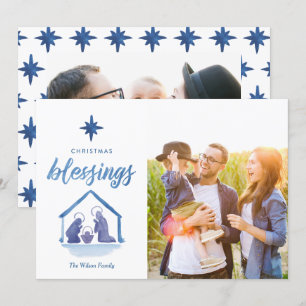 Cartes Pour Fêtes Annuelles Aquarelle Noël Bénédiction Nativité 2-Photo