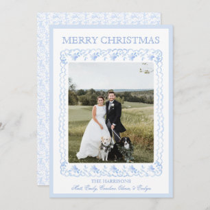 Cartes Pour Fêtes Annuelles Aquarelle Noël Bleu Chinoiserie Une photo