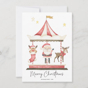 Cartes Pour Fêtes Annuelles Aquarelle Noël Carousel du Père Noël