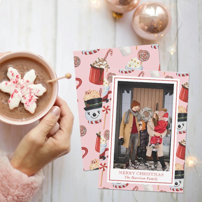 Cartes Pour Fêtes Annuelles Aquarelle Noël Chocolat Chocolat Chaud Photo (Créateur téléchargé)