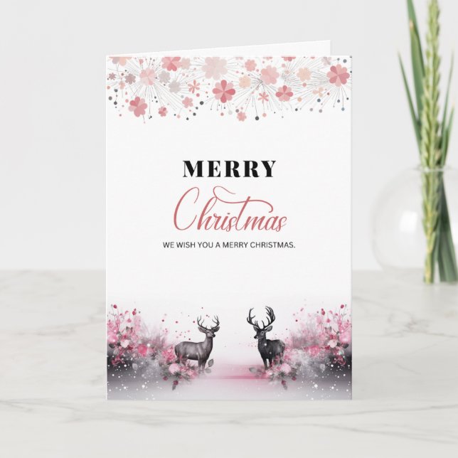 Cartes Pour Fêtes Annuelles Aquarelle Noël délice dans Noir Rose (Devant)