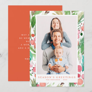 Cartes Pour Fêtes Annuelles Aquarelle Noël Feuillage Botanique Moderne