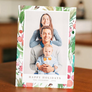 Cartes Pour Fêtes Annuelles Aquarelle Noël Feuillage Botanique Moderne