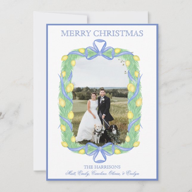 Cartes Pour Fêtes Annuelles Aquarelle Noël Garland Stocker une photo (Devant)