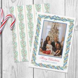 Cartes Pour Fêtes Annuelles Aquarelle Noël Garland & Sucres de canne Photo