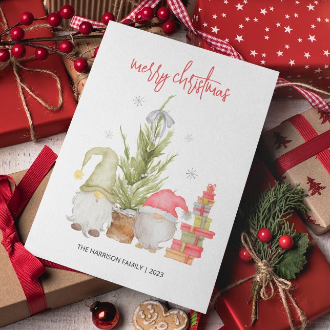 Cartes Pour Fêtes Annuelles Aquarelle Noël Gnome (Créateur téléchargé)