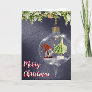 Cartes Pour Fêtes Annuelles Aquarelle Noël Gnome dans une ampoule à main