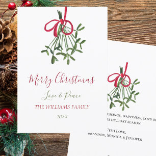 Cartes Pour Fêtes Annuelles Aquarelle Noël Mistletoe Elégant Botanique