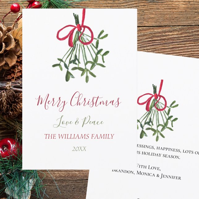 Cartes Pour Fêtes Annuelles Aquarelle Noël Mistletoe Elégant Botanique (Créateur téléchargé)