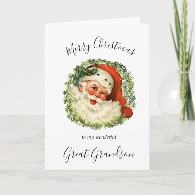 Cartes Pour Fêtes Annuelles Aquarelle Noël Père Noël Grand-père (Devant)
