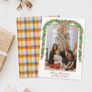 Cartes Pour Fêtes Annuelles Aquarelle Noël Plaid Garland