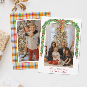 Cartes Pour Fêtes Annuelles Aquarelle Noël Plaid Garland