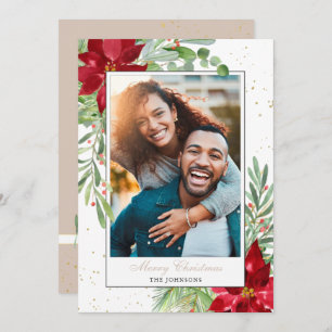 Cartes Pour Fêtes Annuelles Aquarelle Noël Poinsettia Neutral