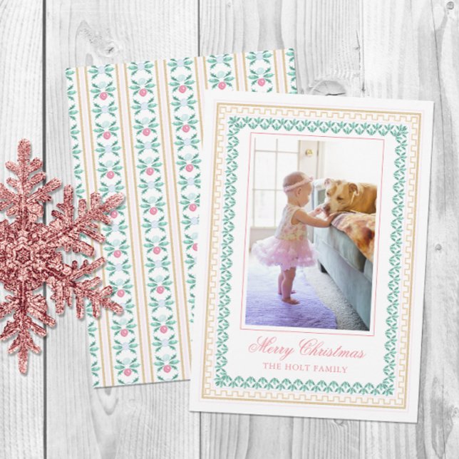 Cartes Pour Fêtes Annuelles Aquarelle Noël rose grand-millénaire photo (Créateur téléchargé)