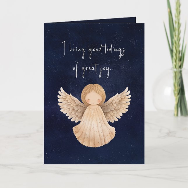 Cartes Pour Fêtes Annuelles Aquarelle Noël Tidings De Grande Joie Pliée (Devant)