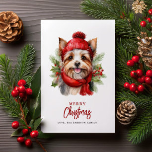 Cartes Pour Fêtes Annuelles Aquarelle Noël Yorkie Chien