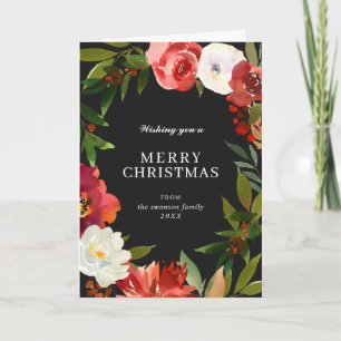 Cartes Pour Fêtes Annuelles Aquarelle Noire Verdure Wreath Noël