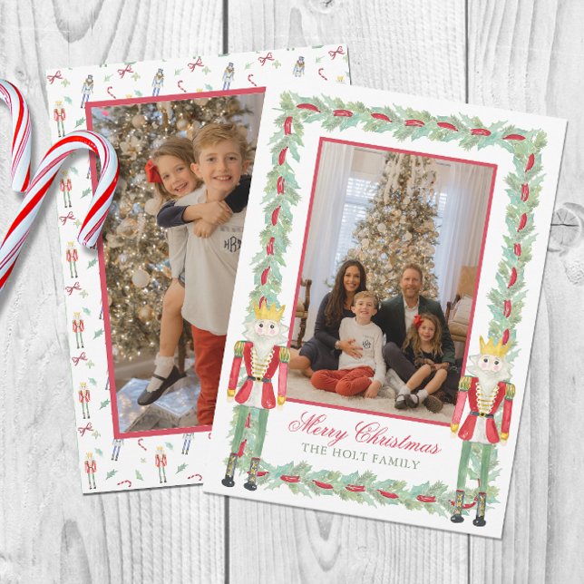 Cartes Pour Fêtes Annuelles Aquarelle Noisettes de Noël & Garland Photo (Créateur téléchargé)