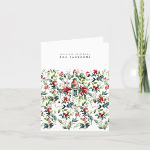 Cartes Pour Fêtes Annuelles Aquarelle Oiseau de Noël et plantes Photo