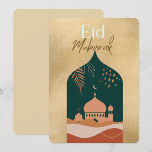 Cartes Pour Fêtes Annuelles Aquarelle or Eid Moubarak Aïd Eid Elegant