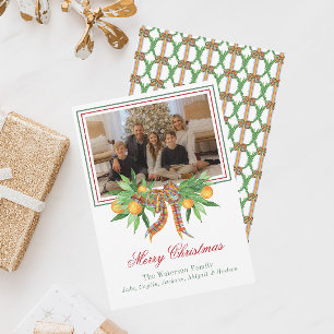 Cartes Pour Fêtes Annuelles Aquarelle Oranges Plaid Garland