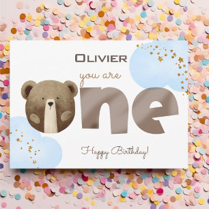 Cartes Pour Fêtes Annuelles Aquarelle ours vous un bébé heureux anniversaire