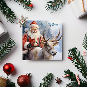 Cartes Pour Fêtes Annuelles Aquarelle Pastel Bleu Noël Père Noël