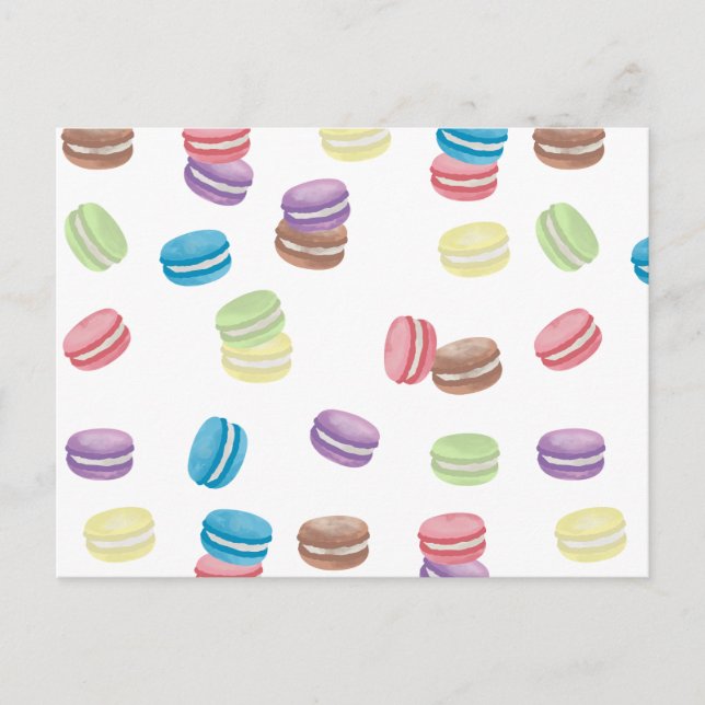 Cartes Pour Fêtes Annuelles Aquarelle Pastel colorée Macarons français (Devant)