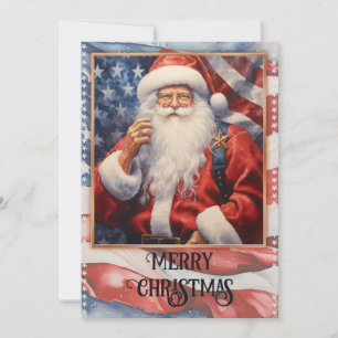 Cartes Pour Fêtes Annuelles Aquarelle Patriotique Santa Claus
