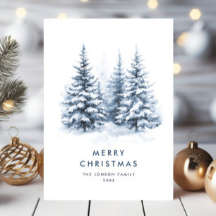Cartes Pour Fêtes Annuelles Aquarelle Pays d'hiver Paysage Noël