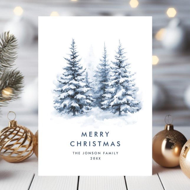 Cartes Pour Fêtes Annuelles Aquarelle Pays d'hiver Paysage Noël (Créateur téléchargé)
