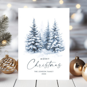 Cartes Pour Fêtes Annuelles Aquarelle Pays d'hiver Paysage Noël