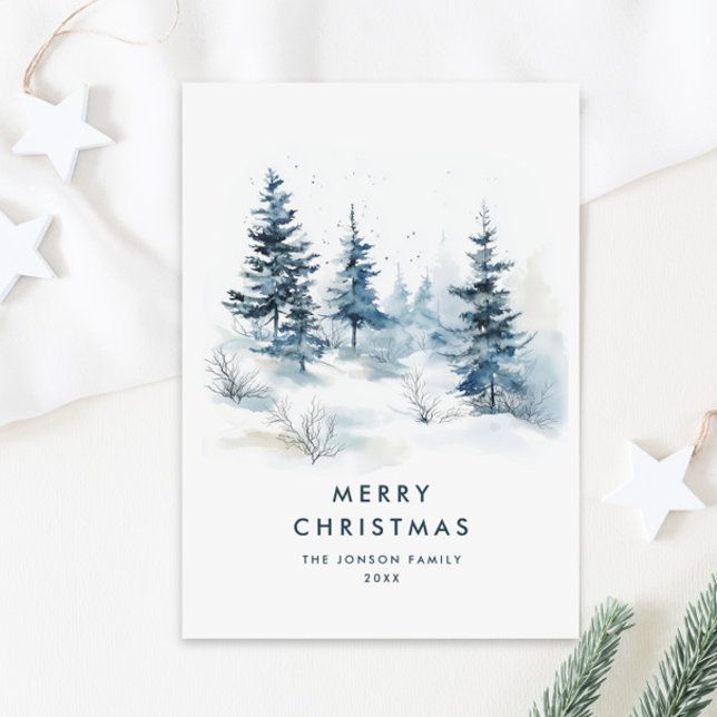 Cartes Pour Fêtes Annuelles Aquarelle Pays d'hiver Paysage Noël (Créateur téléchargé)