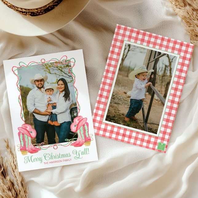Cartes Pour Fêtes Annuelles Aquarelle Pays Noël Cowboy Botte photo (Créateur téléchargé)