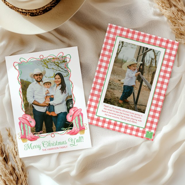 Cartes Pour Fêtes Annuelles Aquarelle Pays Noël Cowboy Botte photo (Créateur téléchargé)