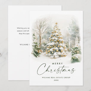 Cartes Pour Fêtes Annuelles Aquarelle Pays Pin de Noël Société