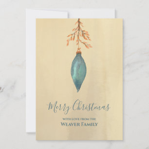 Cartes Pour Fêtes Annuelles Aquarelle peinte à la main moderne Noël Turquoise