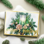 Cartes Pour Fêtes Annuelles Aquarelle peinture À feuillage persistant bougie N<br><div class="desc">Des objets de vacances à thème conçus par Umua. Imprimé et expédié par Zazzle ou ses filiales.</div>