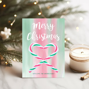 Cartes Pour Fêtes Annuelles Aquarelle Pepperment Coeur Sucre de canne Noël