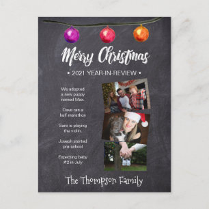 Cartes Pour Fêtes Annuelles Aquarelle personnalisée, bulletin de Noël, photo